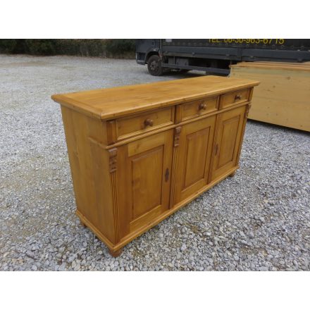 Pine Server with Three Doors and Three Drawers (Natural Waxed Base and Top)